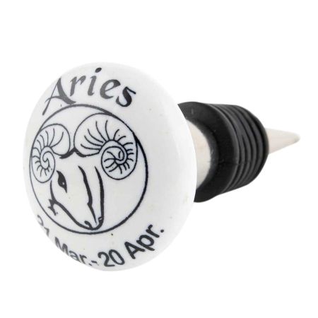 Aries Flat Ceramic Wine Bottle Stopper 